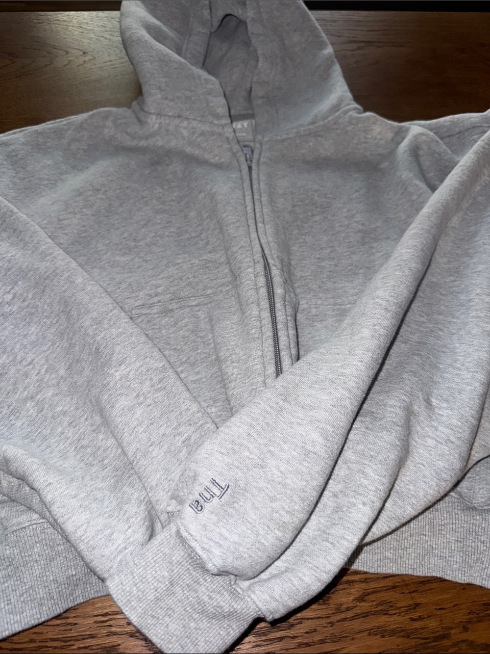 Aritzia Gray Zip-Up Hooded Sweatshirt - Picture 3 of 5